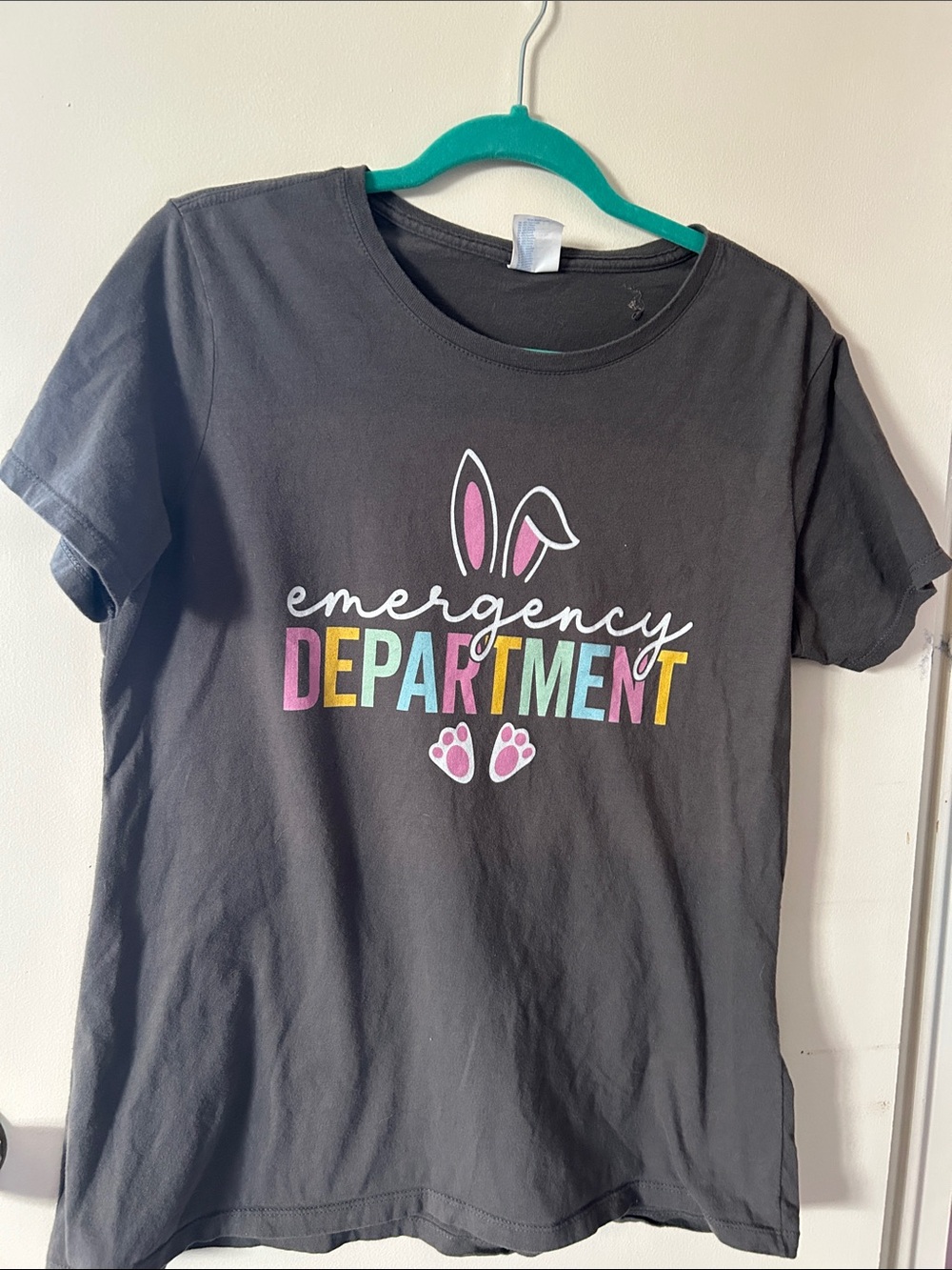 Black Tee with Colorful "Emergency Department" Graphic